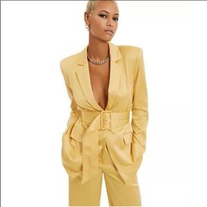 Danielle Bernstein Belted Satin Blazer NWT